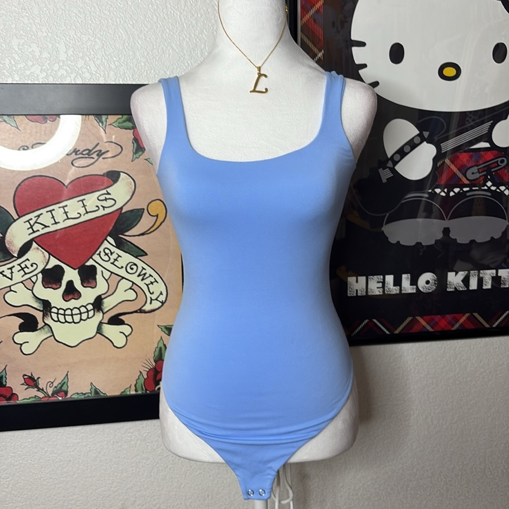 NWT Anwnd Baby Blue Tank Bodysuit Casual Everyday Basics